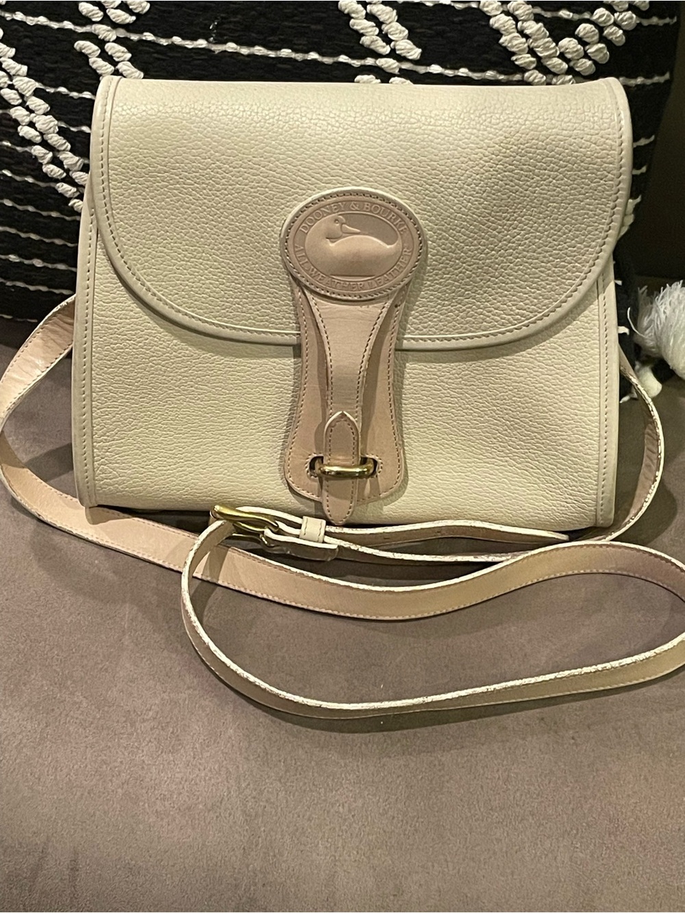 Dooney & Bourke Cream Pebbled Leather Crossbody
